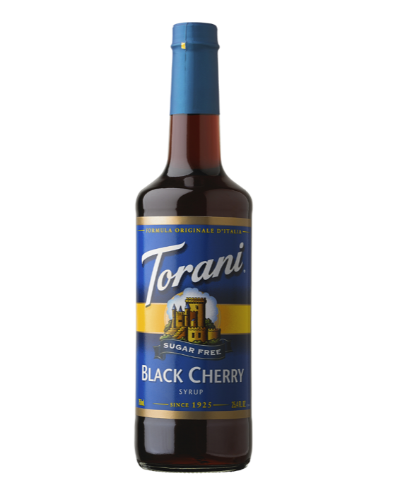 Torani Sugar Free Black Cherry Syrup bottle.