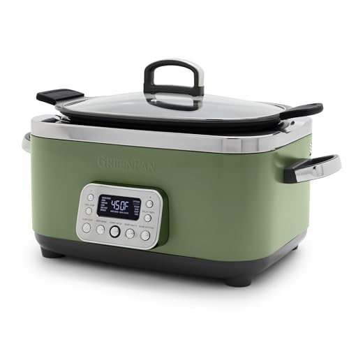 GreenPan Elite sage green electric slow cooker